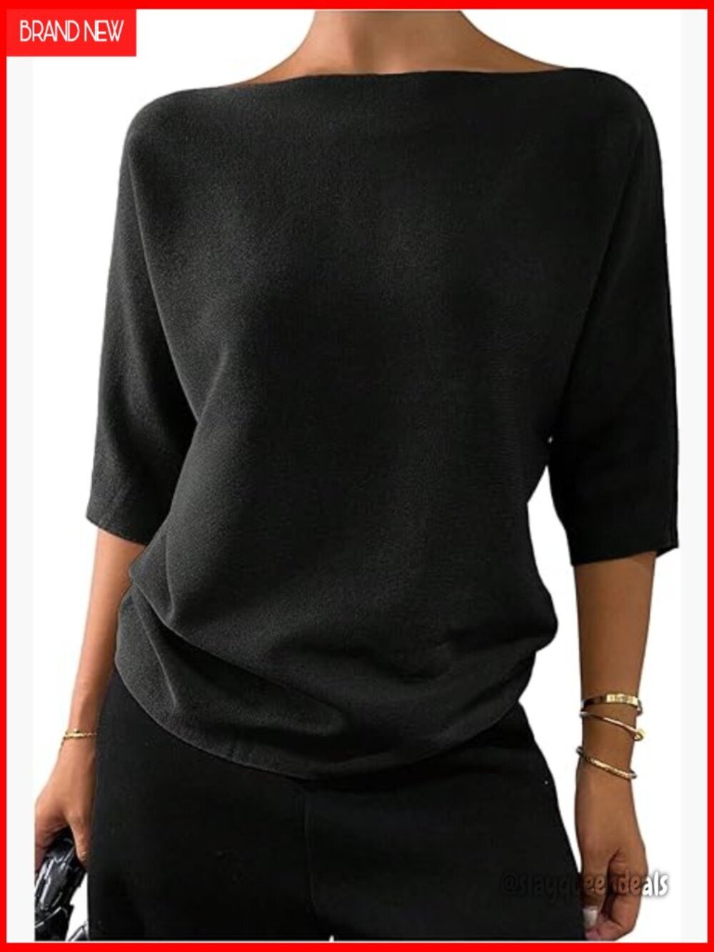 Short Sleeve Boat Neck Sweater Top Business Casual Knit Pullover